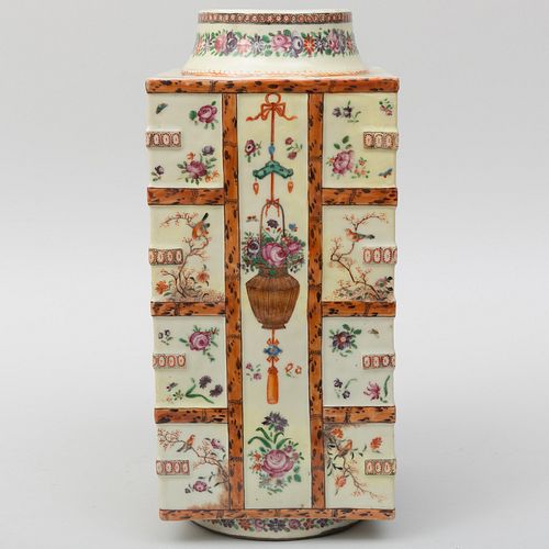 Chinese Export Porcelain Cong Form Vase