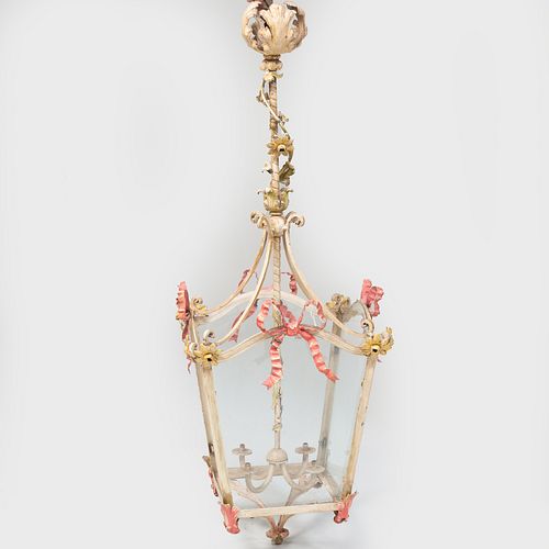 Louis XVI Style Painted Cast-Iron Hall Lantern