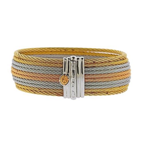 Alor 18K Gold Tri Color Steel Cable Bracelet