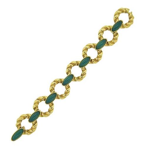 1970s Boucheron Paris Chrysoprase 18k Gold Link Bracelet
