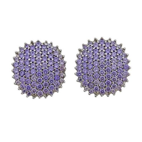 18k Gold Purple Gemstone Earrings 
