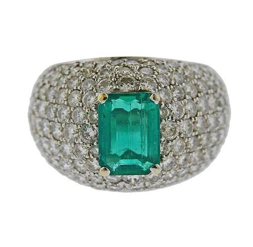18K Gold Diamond 4.00ctw Emerald Ring