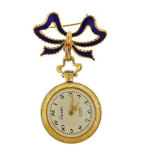 Antique 18k Gold Enamel Lapel Pocket Watch