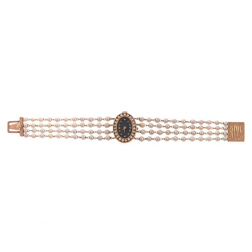 A Lucien Piccard Pearl Dress Watch in 14K