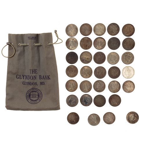 33 Silver Dollars from Canvas Bank Bag