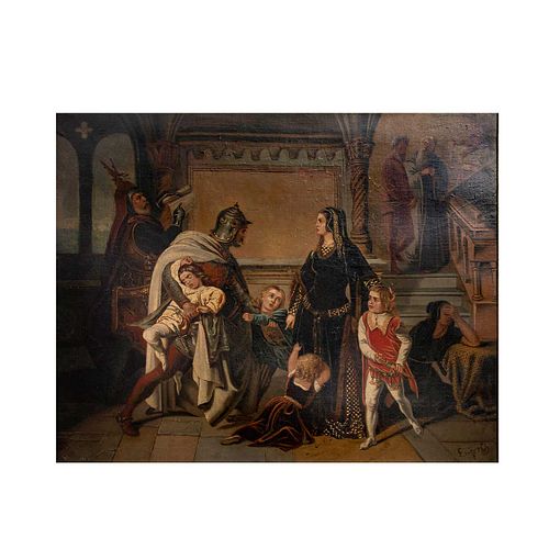 Reproducción de "El rapto de los hijos de Manfred" de Eduard von Engerth. Finales SXIX. Estilo Neoclásico. Óleo sobre tela.53 x 67 cm