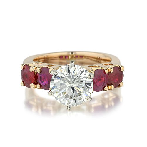 2.19-Carat Diamond and Ruby Ring