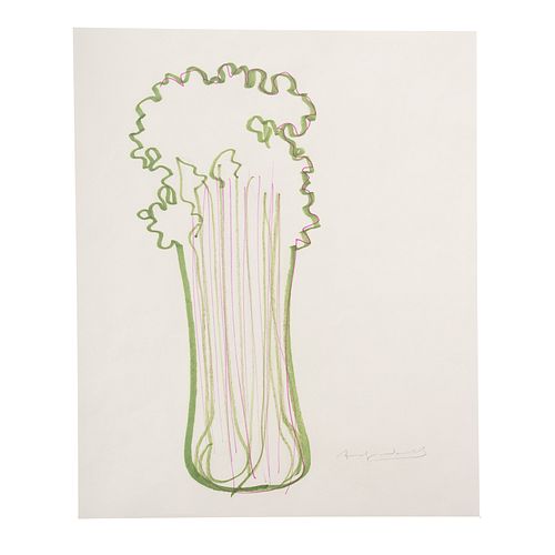 Andy Warhol. Green Celery With Purple Lines