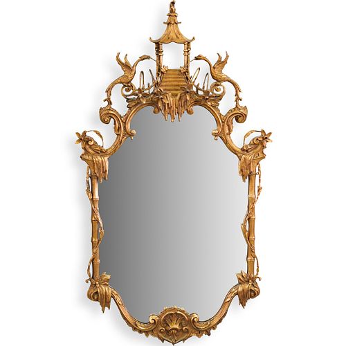 Carved Chinoiserie Gilt Wood Mirror