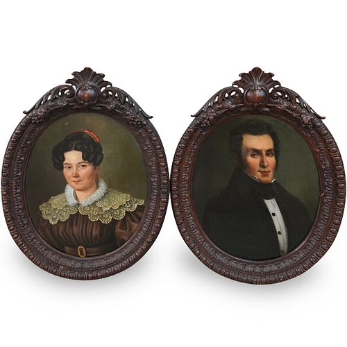 Pair of 19th Cent. Oil On Canvas Portraits