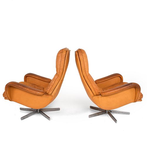 Midcentury Set of Two De Sede S 231 James Bond Swivel Arm Lounge Chairs, 1960s