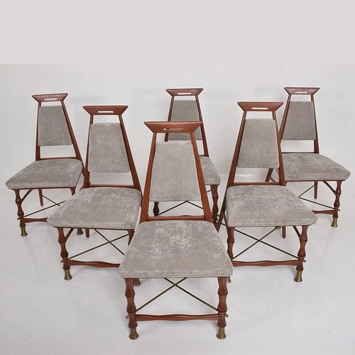 Set of Six Dining Chairs after Frank Kyle, Mexican Mid-Century Modern