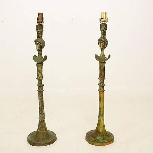Pair of Tete de Femme Table Lamps after Giacometti