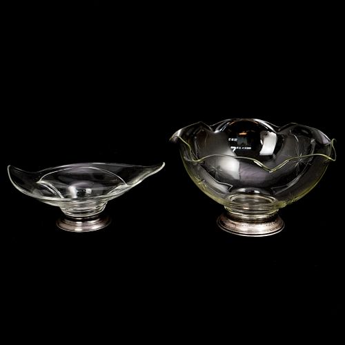 (2 Pc) Sterling and Glass Bowls