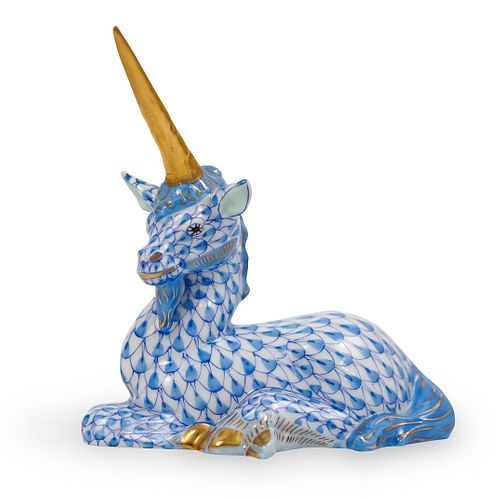 Herend Porcelain Blue Fishnet Unicorn