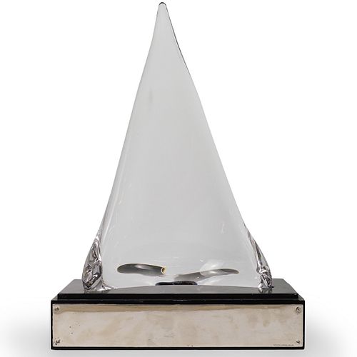 Art Glass Sculpture wth Sterling Tiffany Base
