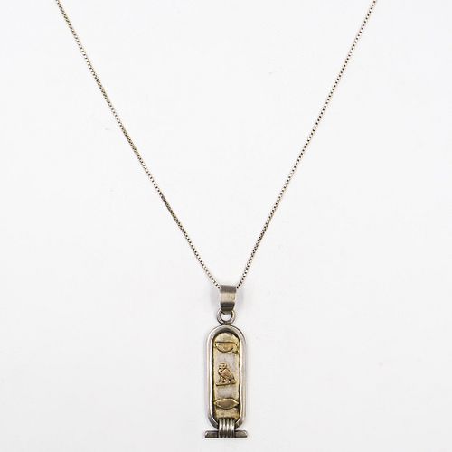 Sterling Silver Chain with Hieroglyphic Pendant