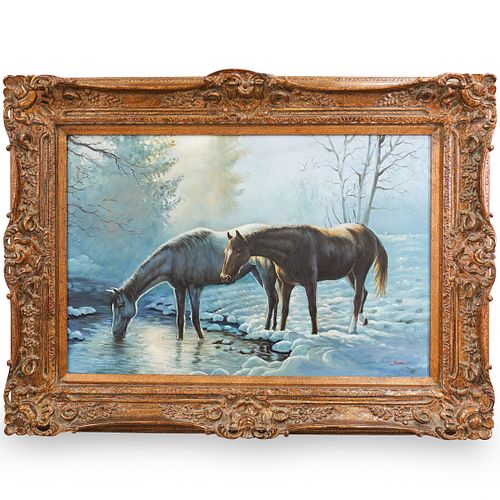 Signed Oil Painting of Horses