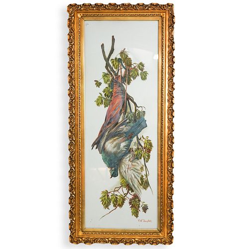 Bird Painting On Enameled Plaque