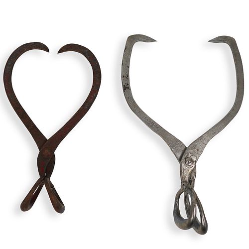 (2 Pc) Antique Iron Meat Clamps