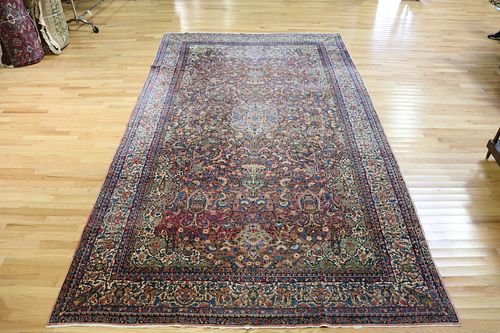 Antique And Finely Hand Woven Kerman Carpet.