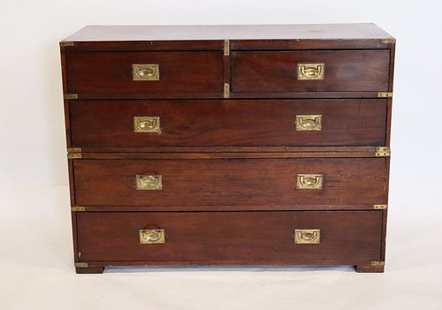 Antique 2 Piece Brass Mounted Campaign Chest.