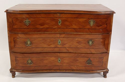 18th Century Serpentine Front And Parquetry Inlaid
