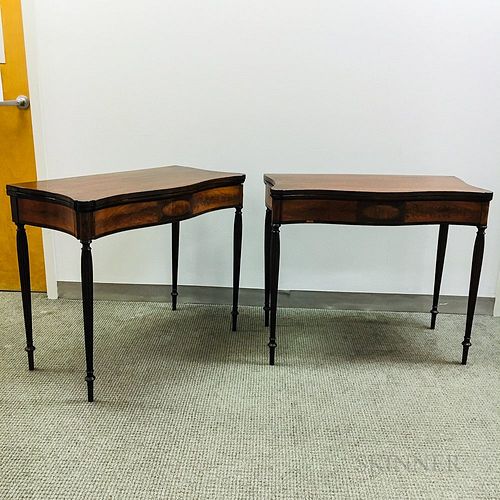 Pair of Boston-type Federal-style Inlaid Mahogany Card Tables