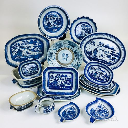 Eighteen Pieces of Canton Porcelain Tableware.