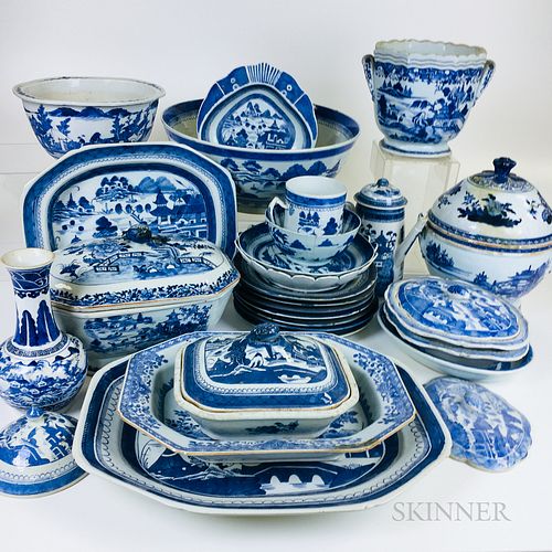 Twenty-six Canton Porcelain Serving Pieces and Tableware