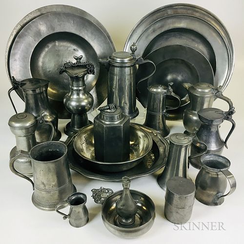 Twenty-two Mostly Continental Pewter Items