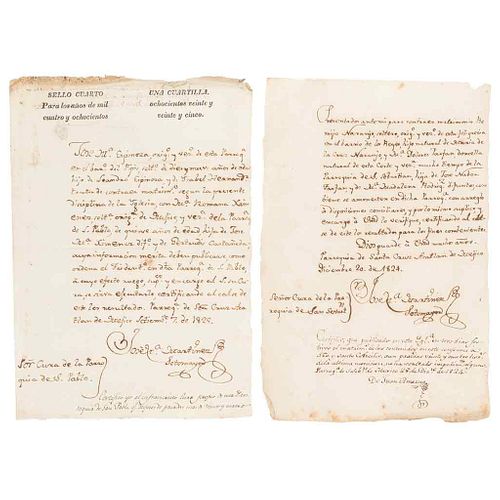 Martínez Sotomayor, José Ma. Requests for Marriage. México: 1824 and 1825. Pieces: 2.
