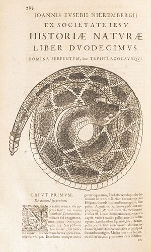 Nierembergii, Ioannis Evsebii. Historia Natvrae, Maxime Peregrinae, Libris XVI Distincta. Antverpiae: 1635. W/ engravings.