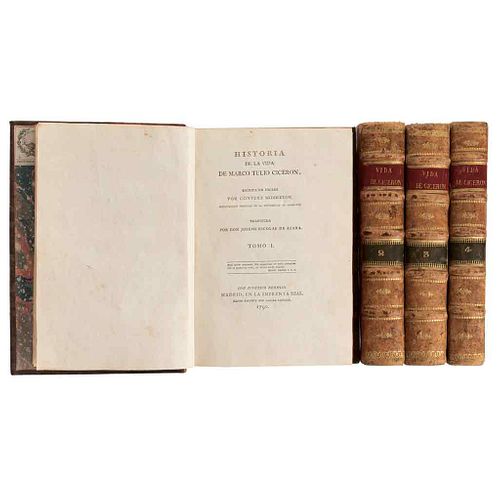 Middleton, Conyers. History of the Life of Marco Tulio Cicerón. Madrid: En la Imp. Imperial, 1790. Illustrated with portraits. Pieces: 4.