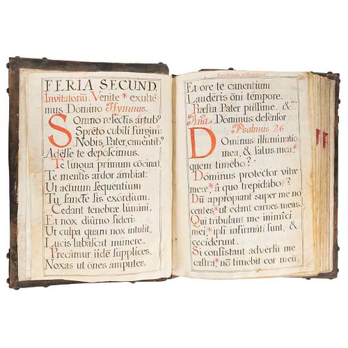 Oficio Divino. Latin manuscript on vellum. Contiene: Feria Secunda a Sexta y Sabbato ad Matutinum.