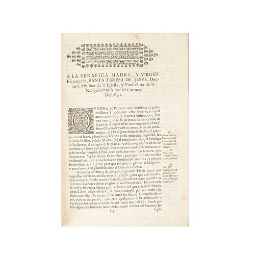 Torres, Pedro de. Excelencias de S. Joseph, Varón Divino, Patriarca Grande, Esposo Pvrissimo de la Madre de Dios. Seville: 1710.