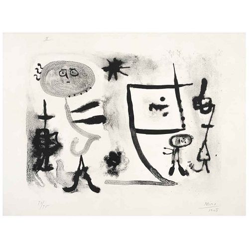 JOAN MIRÓ, Plate I, from the binder Album 13, Signed and dated 1948, Screenprint 71 / 75, 10.9 x 14.7" (27.9 x 37.5 cm)