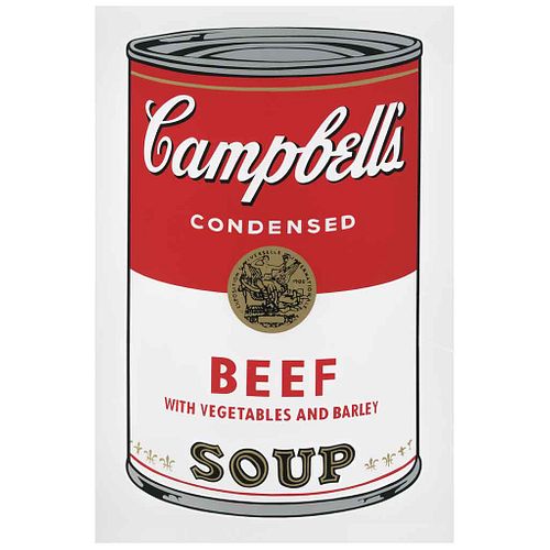 ANDY WARHOL, II.44: Campbells Beef Soup, With seal on the back "Fill in your own signature", Serigraph, 31.8 x 18.8" (81 x 48 cm)