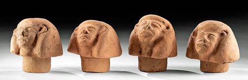 4 Egyptian Terracotta Canopic Jar Lids, TL Tested