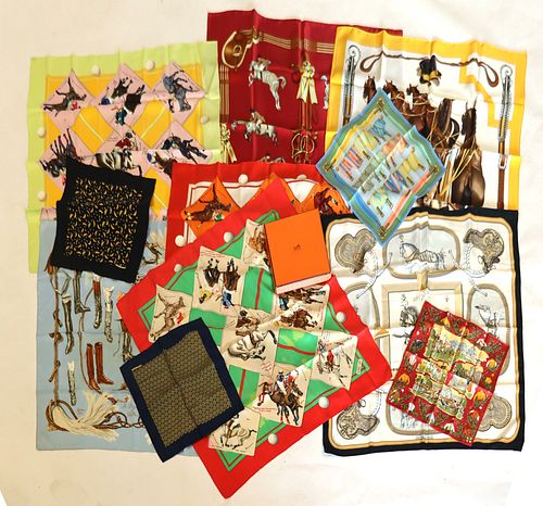 COUTURE. Collection of (11) Hermes Silk Scarves.