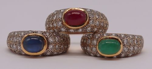 JEWELRY. (3) 18kt Gold, Colored Gem, and Diamond