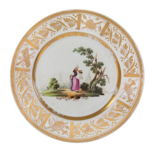 A RUSSIAN PORCELAIN PLATE, GARDNER PORCELAIN FACTORY, VERBILKI, MOSCOW, LATE 18TH CENTURY