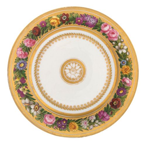 A RUSSIAN PORCELAIN PLATE, LIKELY IMPERIAL PORCELAIN FACTORY, ST. PETERSBURG, PERIOD OF NICHOLAS I (1825-1855), 1827