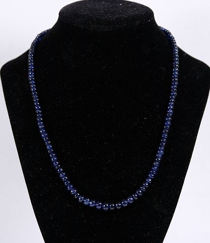 Natural Sapphire Beaded String Necklace 322 CTTW