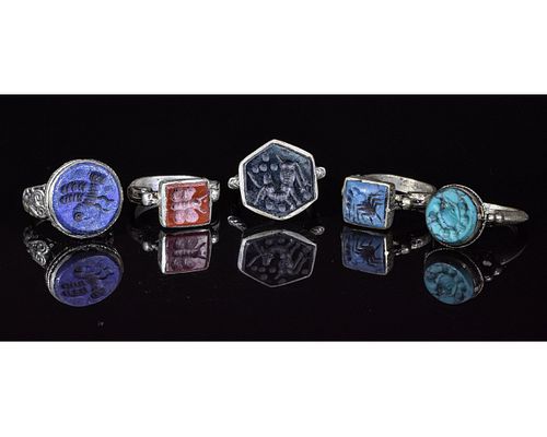 COLLECTION OF FIVE TRIBAL RINGS