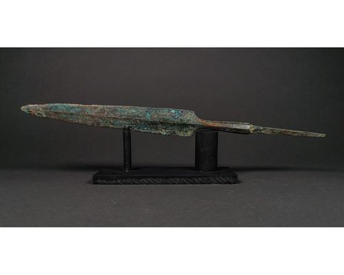 LARGE GREEK ARCHAIC SPEAR ON STAND