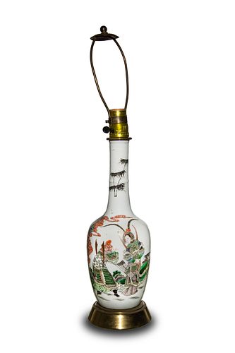 Chinese Wucai Vase Lamp, 19th Century