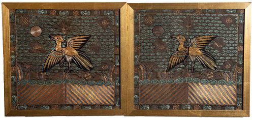 Pair of Chinese Pheasant Ranking Badges, 19th Century