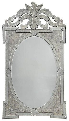 Venetian Etched and Mirror Framed Mirror 