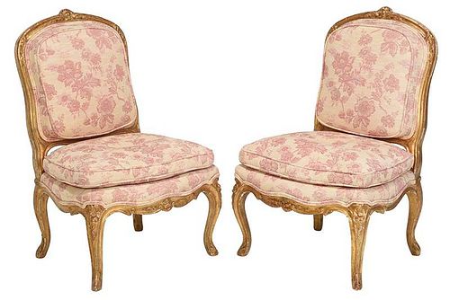 Pair of Louis XV Style Gilt Wood Backstools